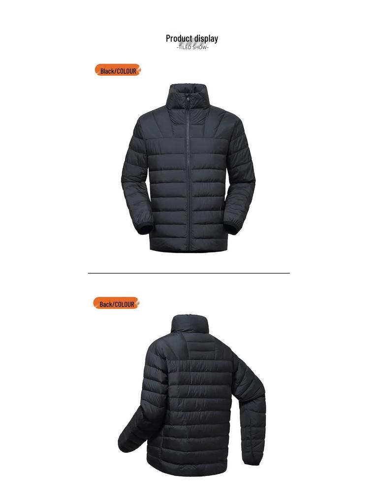 Men's Lightweight Stand Collar Down Jacket - Warm Outdoor Sports Coat 2026