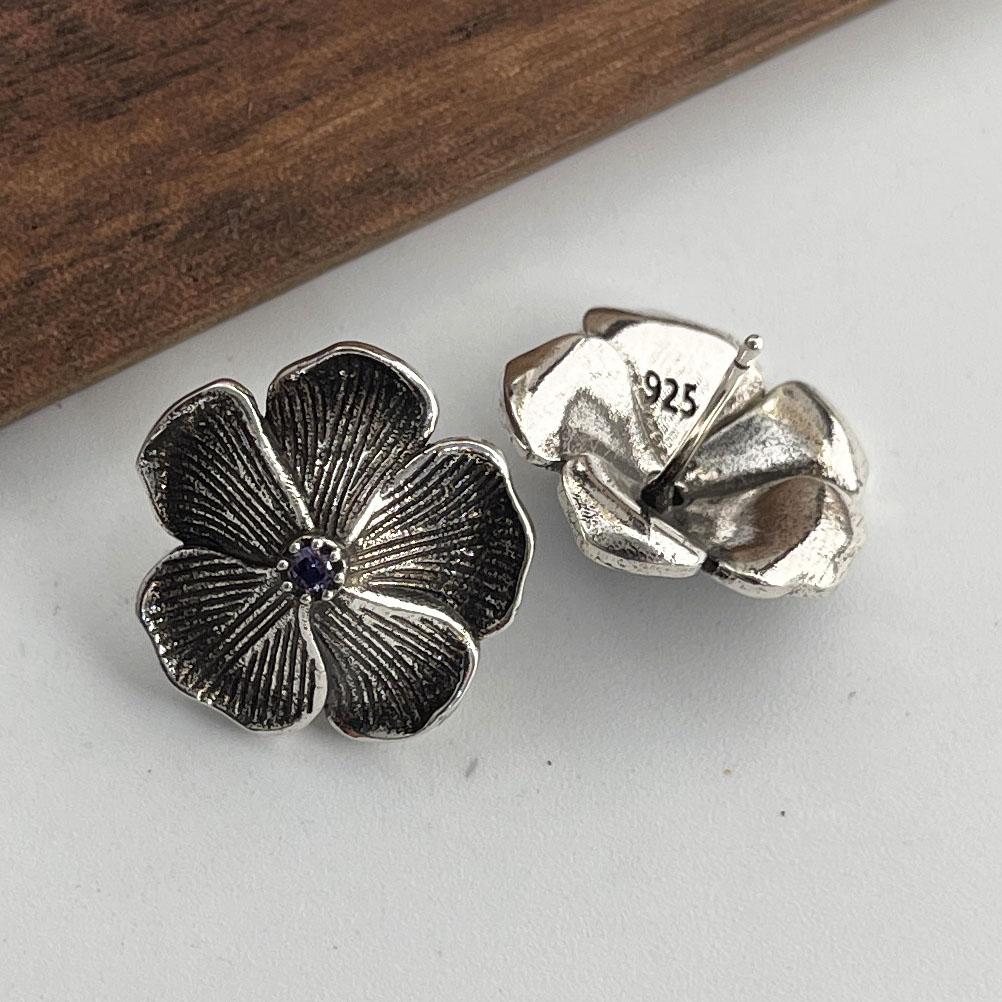 

925 Sterling Silver Vintage Earrings For Women Trendy Simple Retro Flower Earring Jewelry Prevent Allergy Party Accessories Gift
