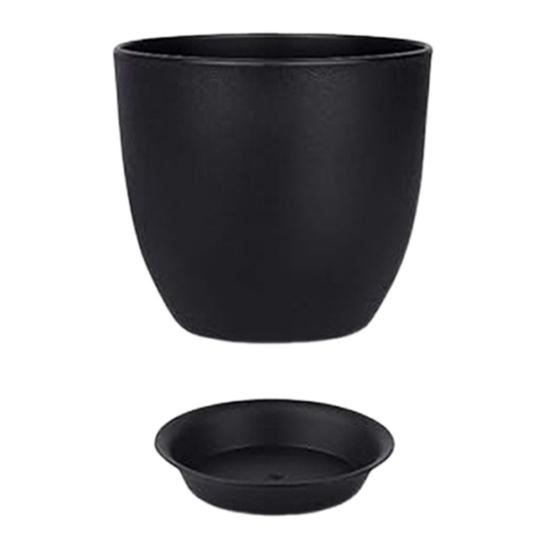 Flower Pot with Saucer Plastic Plant Pot with Drainage Holes Modern Decorative Planter