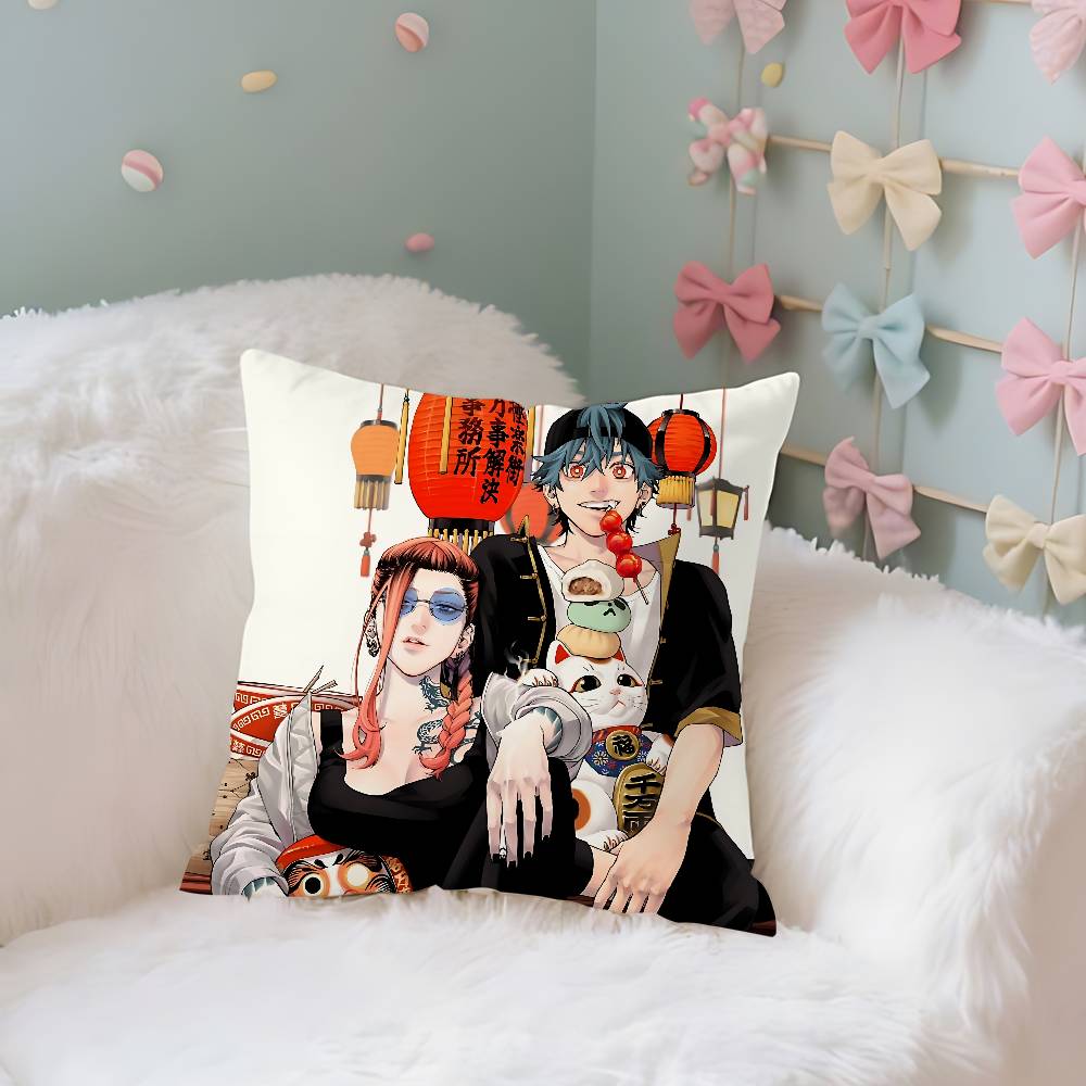 Gokurakugai Anime Pillow Case Throw Pillow Cover Nordic Vintage Style Cushion Covers Home Living Room Sofa Couch Seat