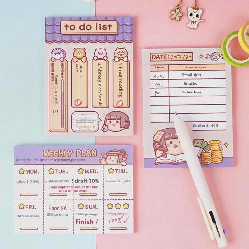 Cartoon Cute Girl Heart Sticky Notes & Collage Notebook for Primary Students