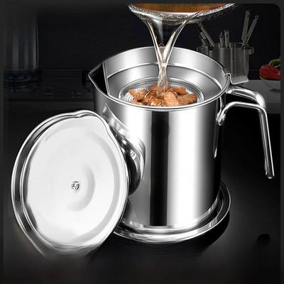 304 Stainless Steel Oil Pot with Filter and Cover - Household Eagle Hook Mouth Oil Storage Tank