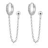 Newest Double Ear Hole  Sterling Silver Chain Earrings for Women Gift  Gold Color Long Tassel Ball Earrings Oorbellen