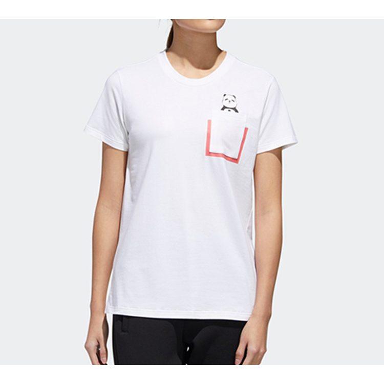 Adidas T Shirts Women's White Crew Neck Moderate Straight Fit GL5645