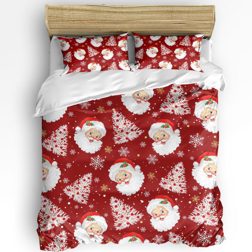 Weihnachts-Schneeflocken Blau 3-teiliges Bettwäsche-Set für Doppelbett Heimtextilien Bettbezug Steppdeckenbezug Kissenbezug