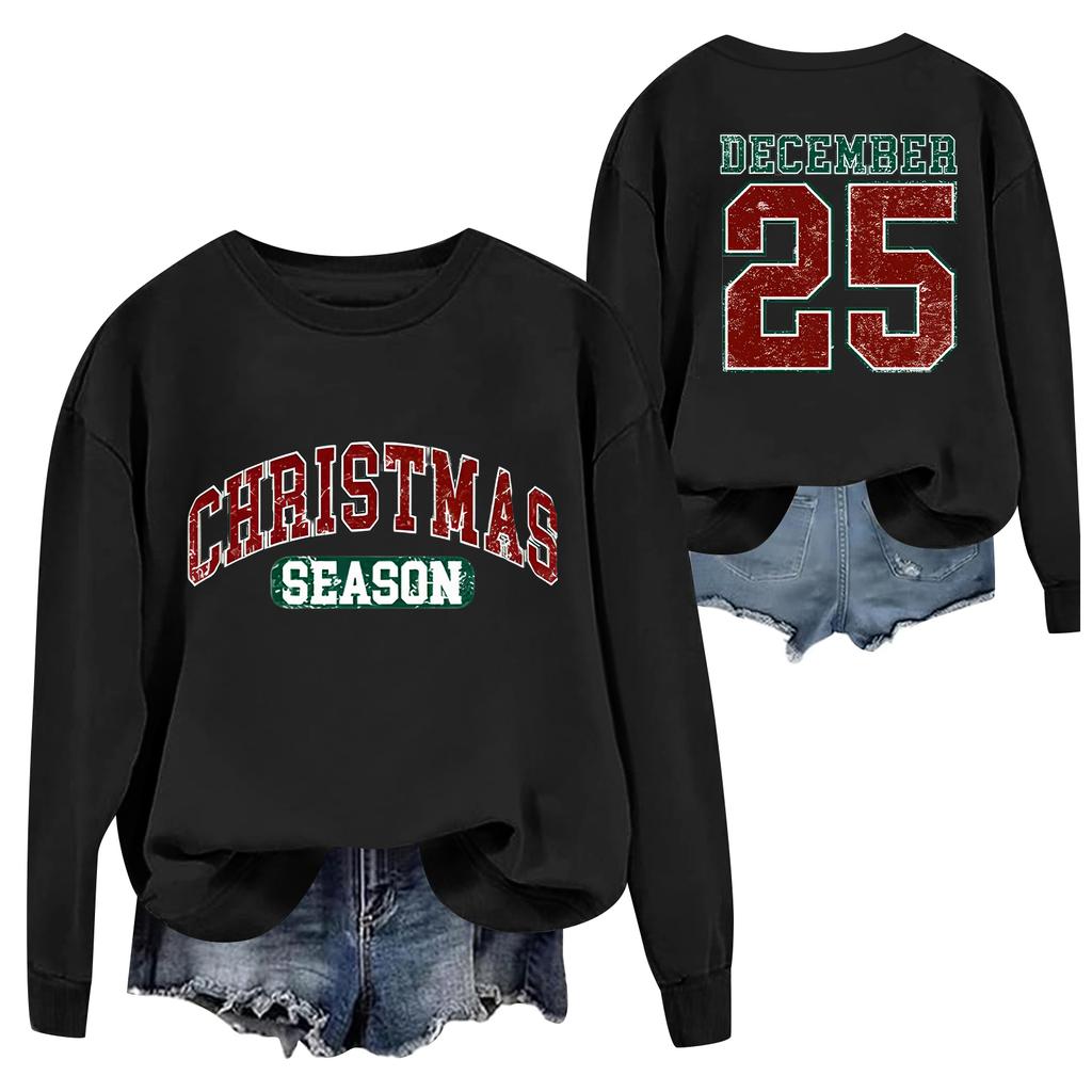 Weihnachts-T-Shirts und Sweatshirts, Damen-Sweatshirts, Langärmelige Pullover-Sweatshirts, Damen-Langarmtops