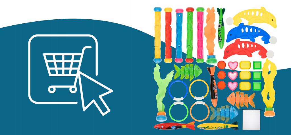Toys for the Pool, Bath, Bathtub, Diving, Water, Set of 34 Pieces