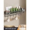 HANDUNYOU No-Punch Wall-Mounted Bathroom Shelf with Hooks