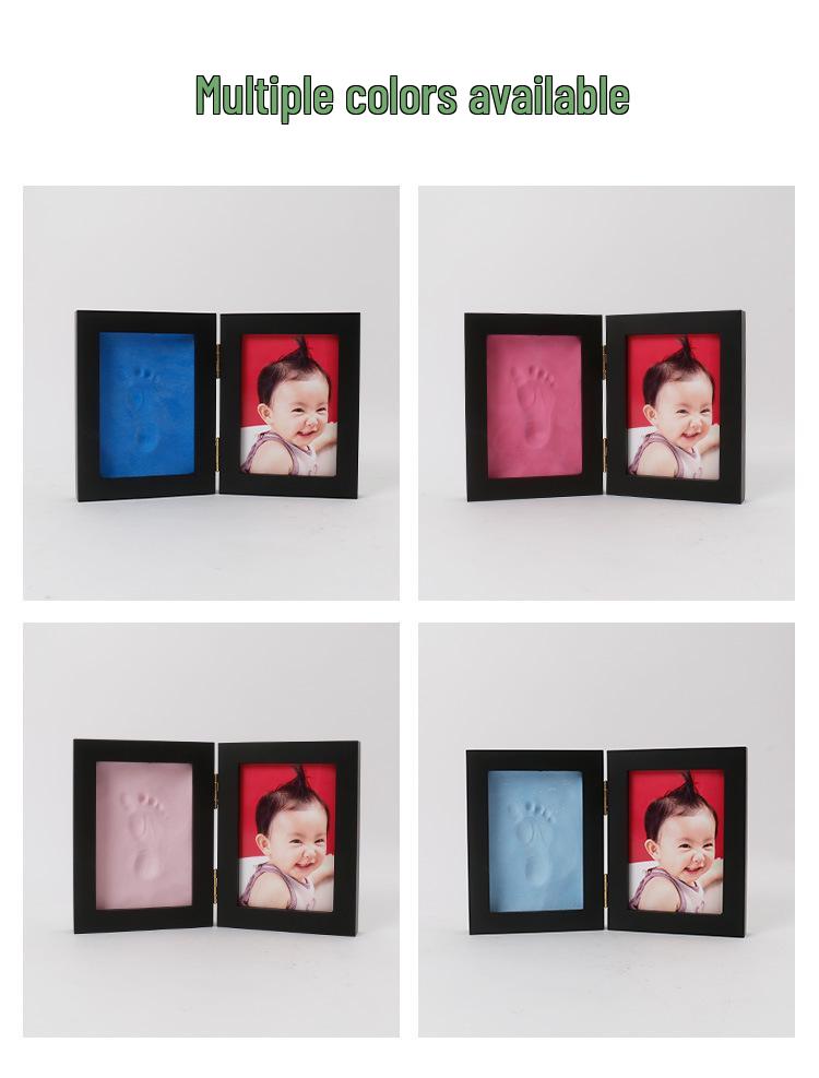 Newborn Handprint & Footprint Solid Wood Frame - 100 Days Baby Commemoration Souvenir