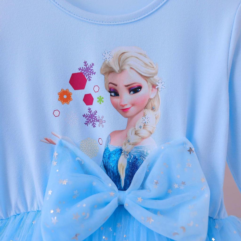 Frozen Elsa Princess Autumn Dress: 2021 Girls' Long Sleeve Mesh Skirt
