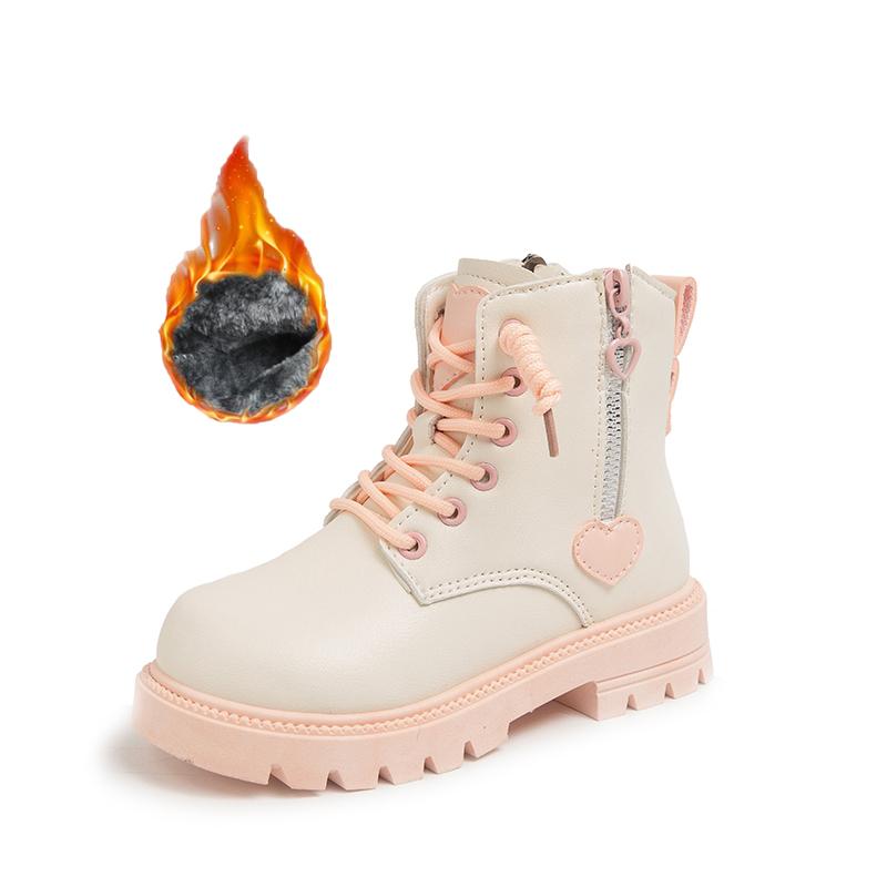 

Зимние детские стильные толстые подошвы увеличивающие рост и мягкие теплые хлопковые туфли низкие короткие ботинки 26-37 34 бежевый