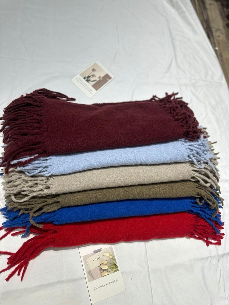 Snood cu ciucuri din cașmir imitație de culoare uni: Eșarfă și șal versatile, călduroase