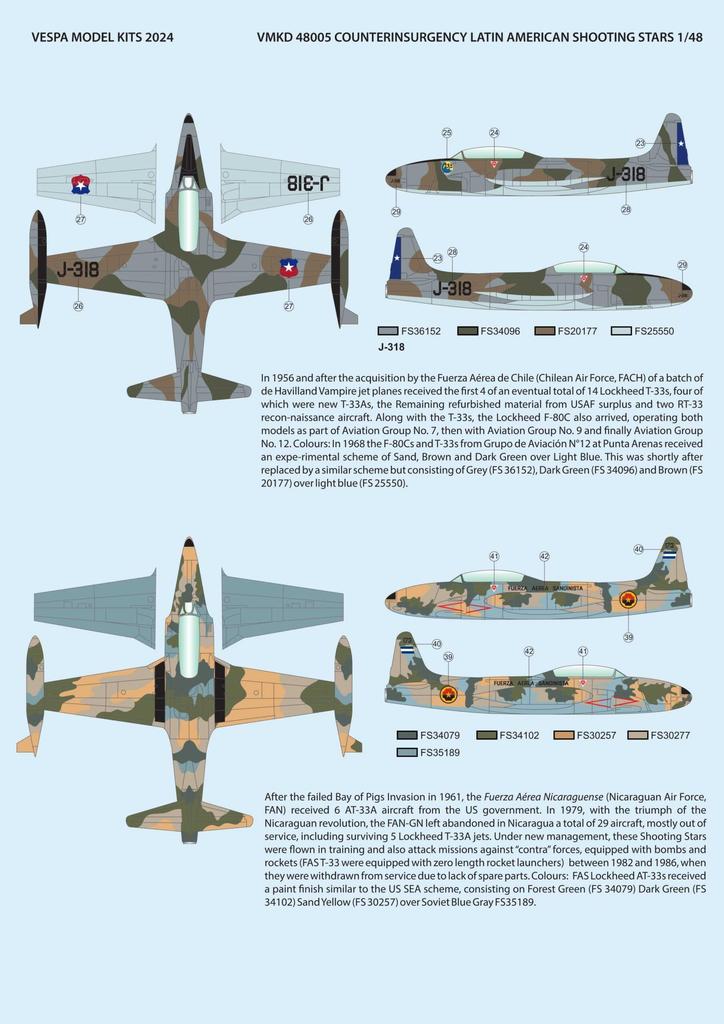 Vespa Model Kits 1/48 Latin American T-33 Shooting Star [COIN Aircraft] Plastic Model Decal VMKD48005 (Airplane)