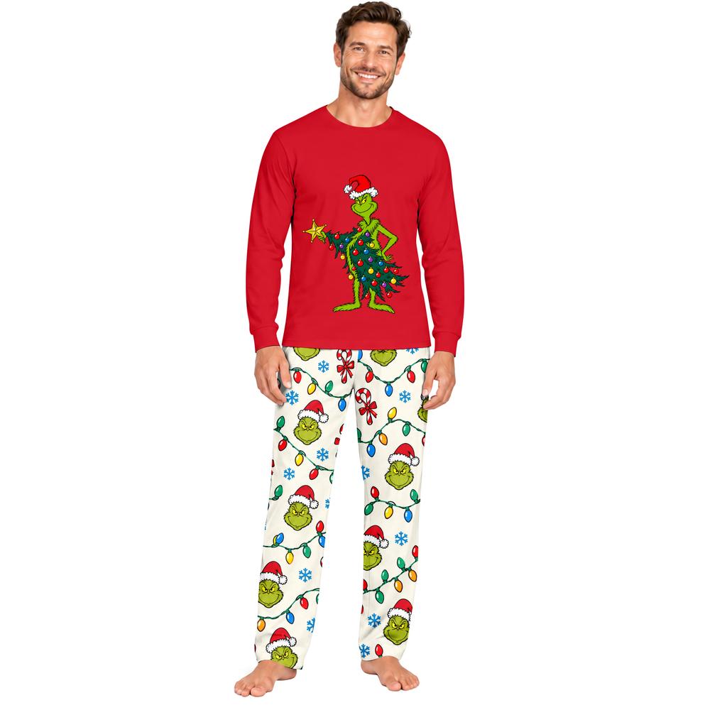 Parent Child Matching Pajama Set Long Sleeve Top and Pants Loungewear Sleepwear Set