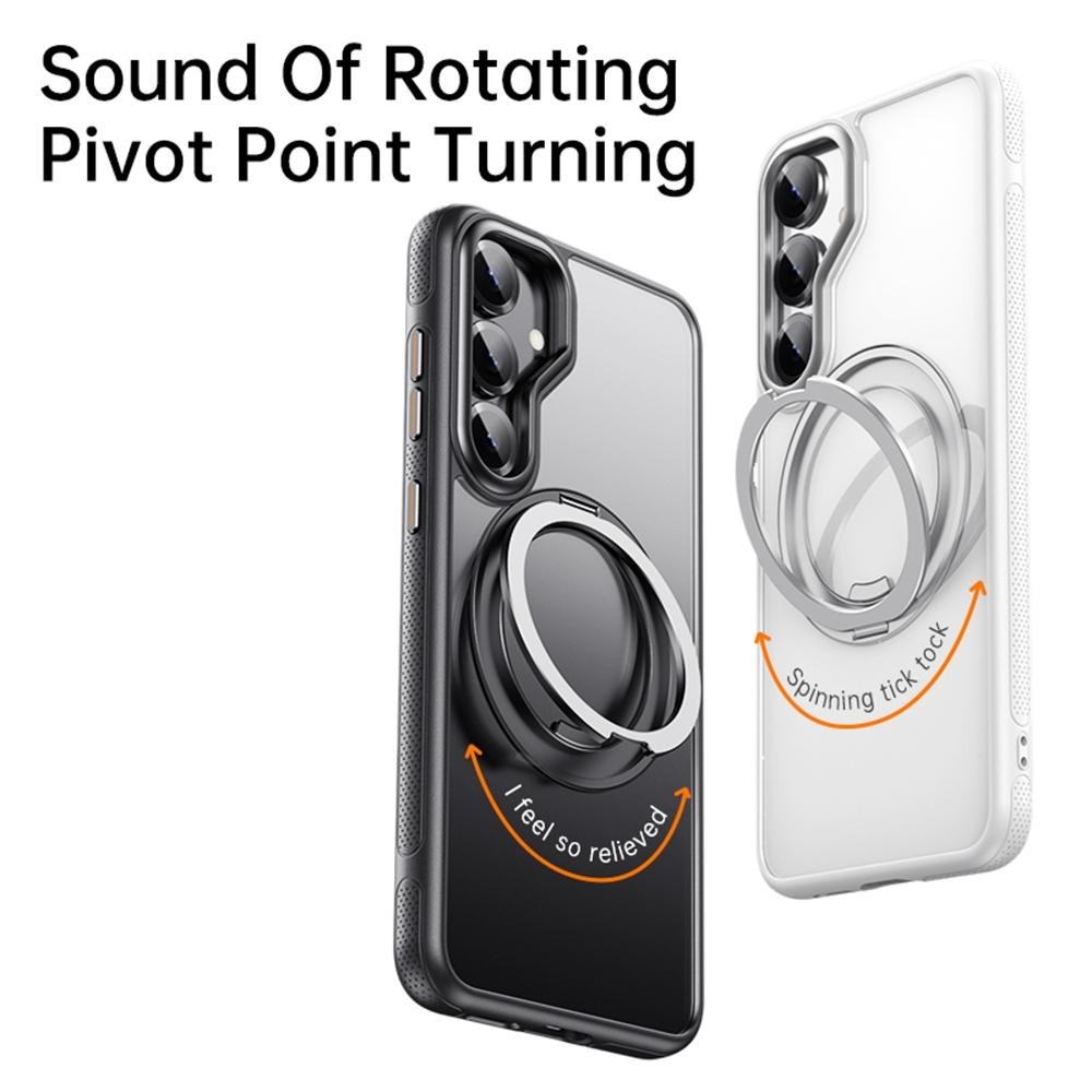 For Samsung Galaxy S25 Magnetic Case Rotating Gear Pivot Kickstand PC+TPU Phone Back Cover