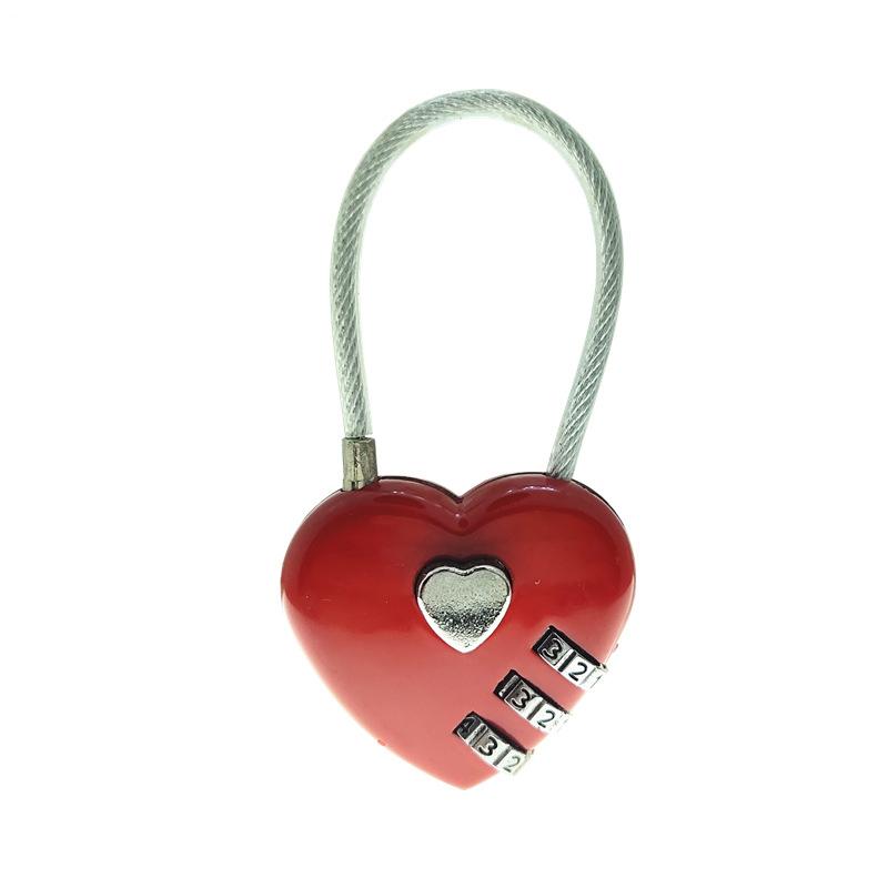 

New Creative Heart Shape Luggage Coded Lock Travel Mini Digital Padlock Gym Lockers Storage Box Women Bags Steel Wire Metal Lock красный