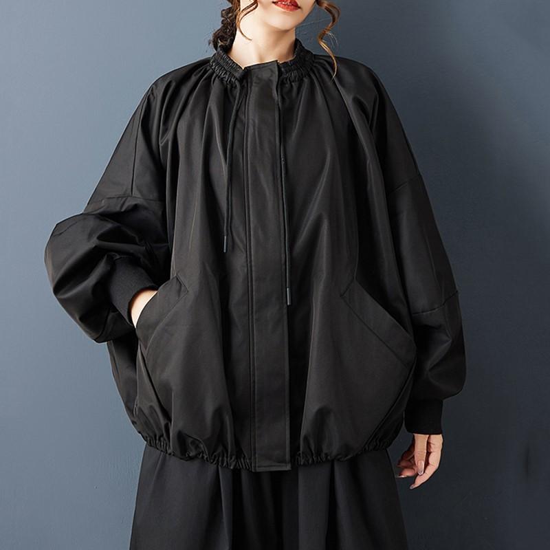 

винтажные куртки больших размеров для женщин повседневные свободные весенне-осенние куртка пальто черная одежда верхняя одежда