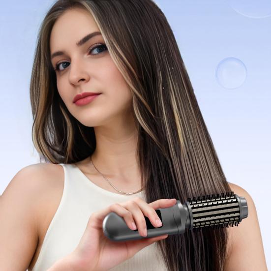 Cordless Hair Curling Iron Brush USB Rechargeable Travel Heated Round Brush 3-in-1 Fast Heating Thermal Brush Electric Hair Curling Wand Styling Tools