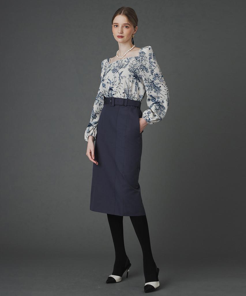 Pelimela Rosemary Belt Set Skirt (Blue Grey)