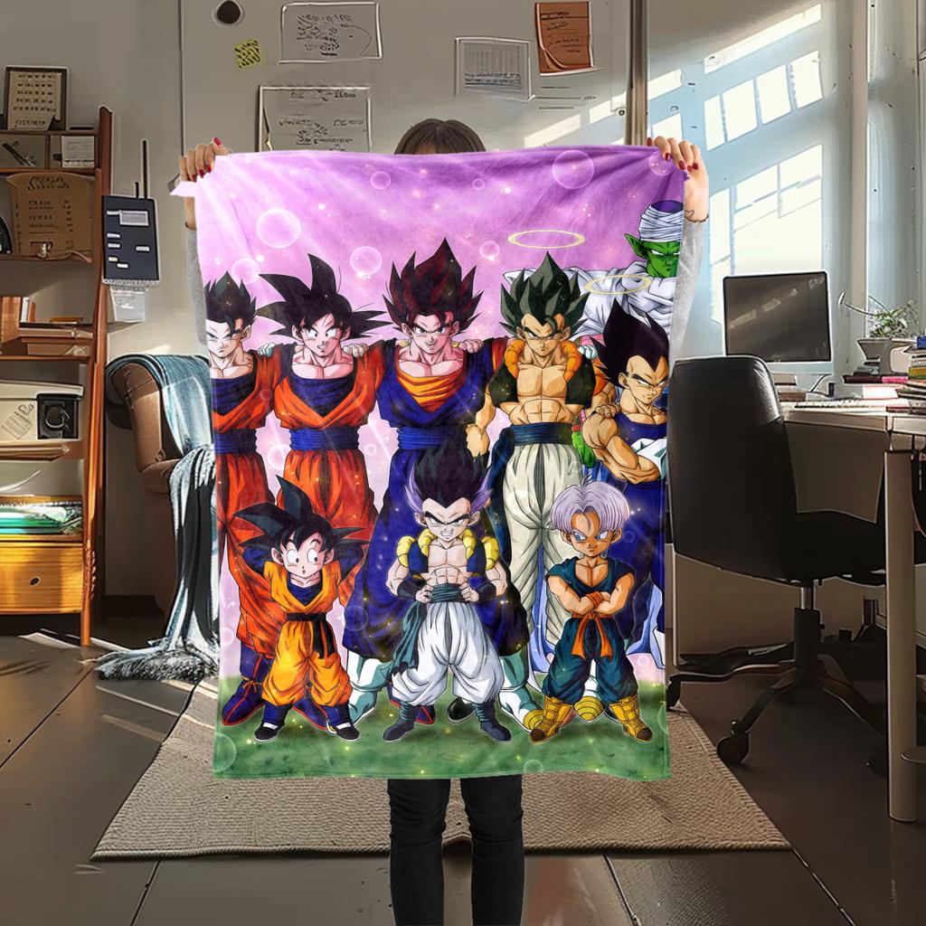 1 BUCĂ DRAGON BALL Pătură de Flanelă Imprimată, Calitate Înaltă pentru Toate Sezoanele, Decor Casă, Căldură și Confort, Perfectă pentru Cadouri de Crăciun