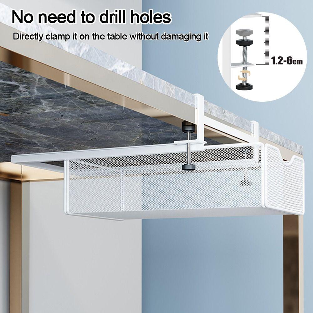 Carbon Steel Under-table Storage Rack Smooth Slide/Pull-out Breathable Pull-out Cabinet Mesh Drawer Large Load Bearing