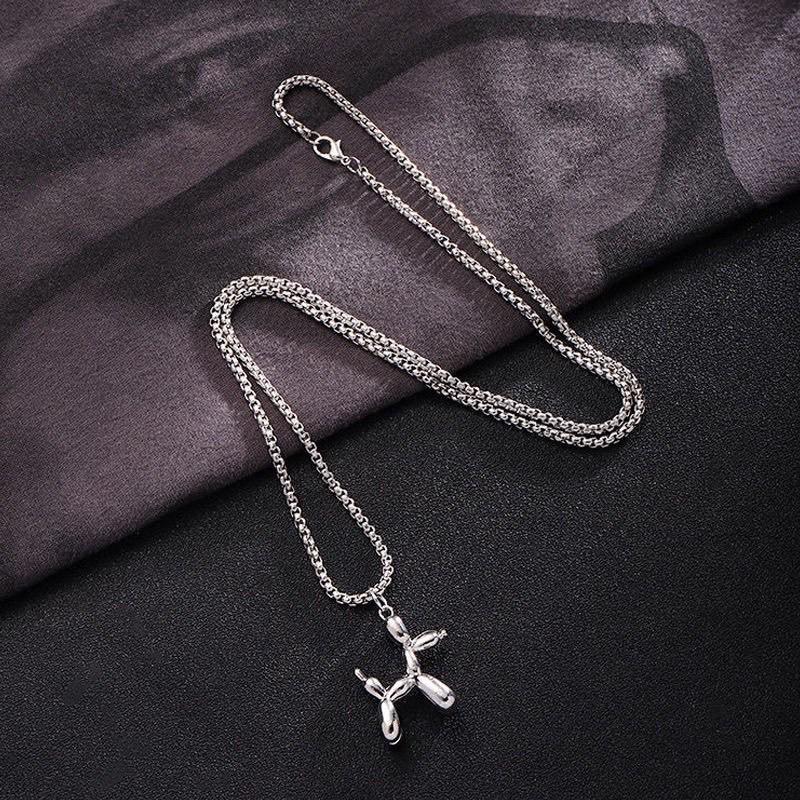Titanium Steel Hip Hop Balloon Puppy Pendant Chain for Men and Women - Street Style Sweater Necklace
