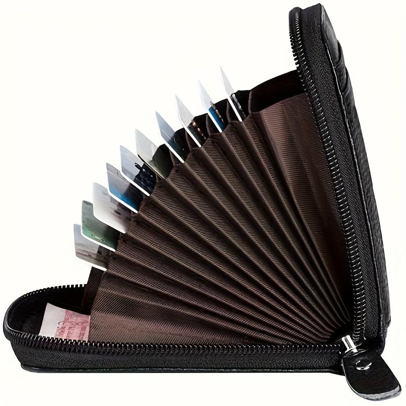 1pc Men's Black Casual Faux Leather Zipper Wallet with Multiple Card Slots & ID Holder - Stylish Accordion Design for Everyday Use, Cash Storage