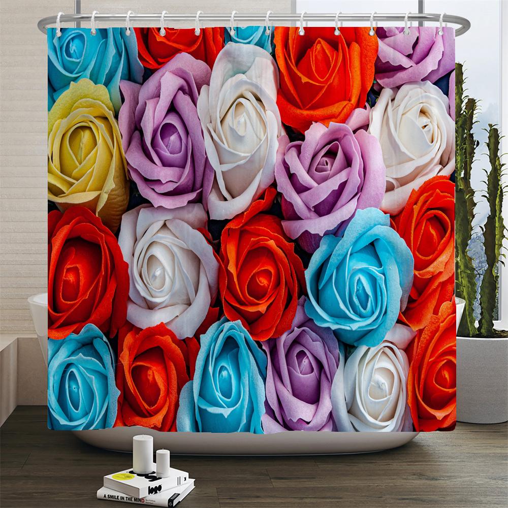 3d Sunflower Yellow Flowers Shark Shower Curtains Bathroom Waterproof Bath Curtain Polyester Cloth With Hooks Decor Bath Screen