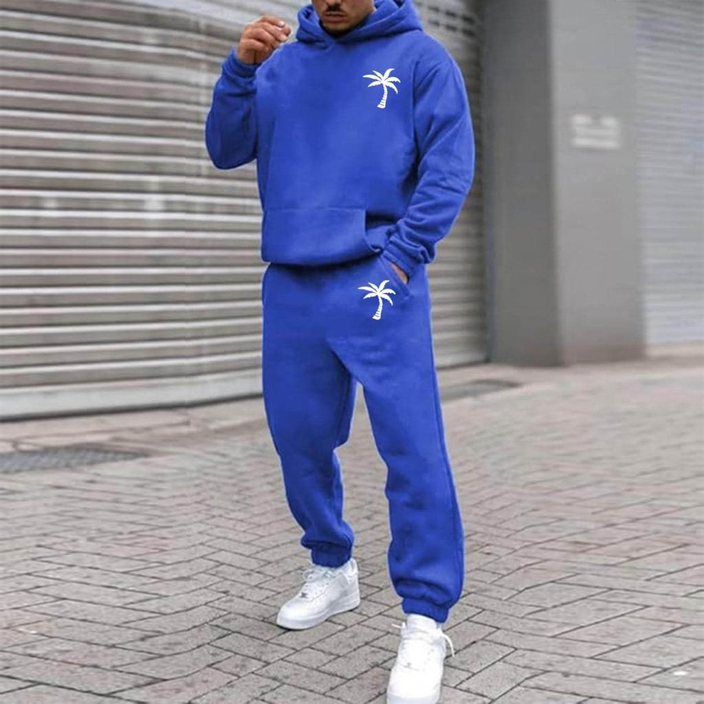 Herren Übergroßer Fleece Sportbekleidung Outdoor Lässig Locker Kapuzenpullover und Jogginghosen Set