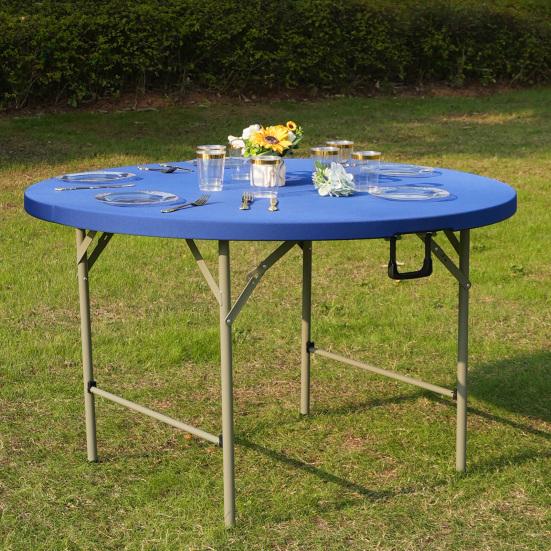 Elastic Round Table Cover Wrinkle-Resistant Fabric Universal Protection Indoor Outdoor Garden Kitchen Dining Tablecloth 120cm-152cm