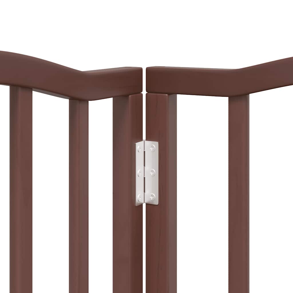9 Panel Dog Gate with Door Foldable Brown 450 cm Poplar Wood