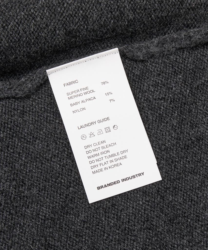 Branded Brushed Alpaca Cardigan [Charcoal]