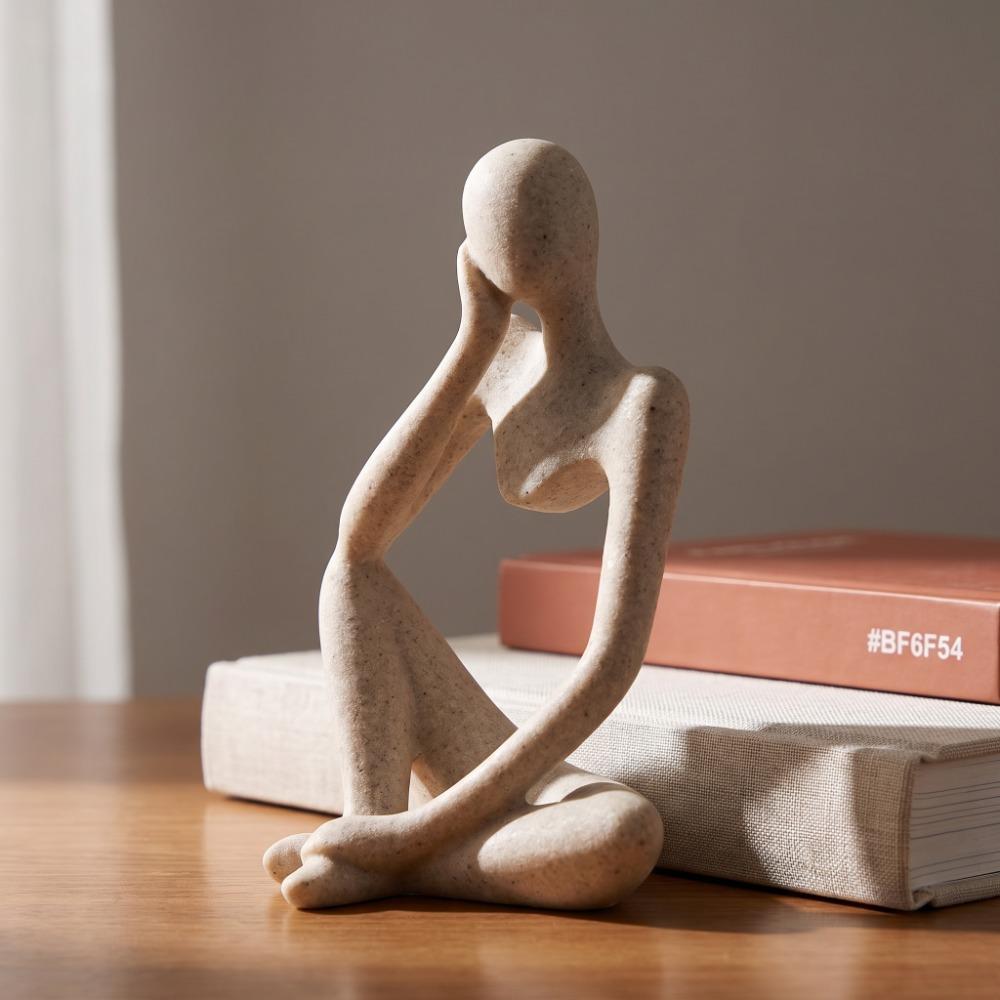 3pcs Lightweight Resin Figurine 5in Abstract Sculpture Creative Art Collectible  Home Decor
