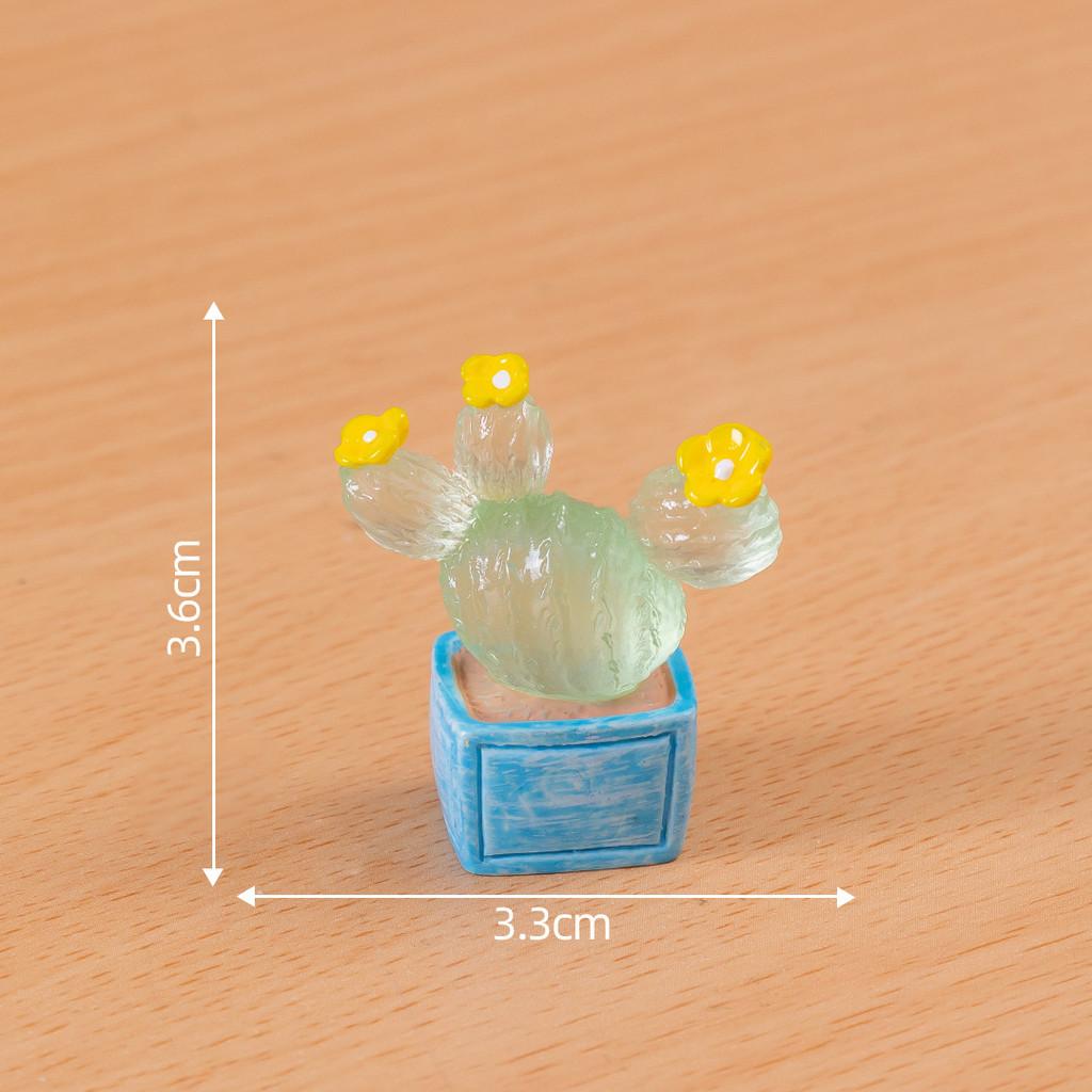 Glow In The Dark Miniature Cactus Resin Figurine Creative Desktop Decoration