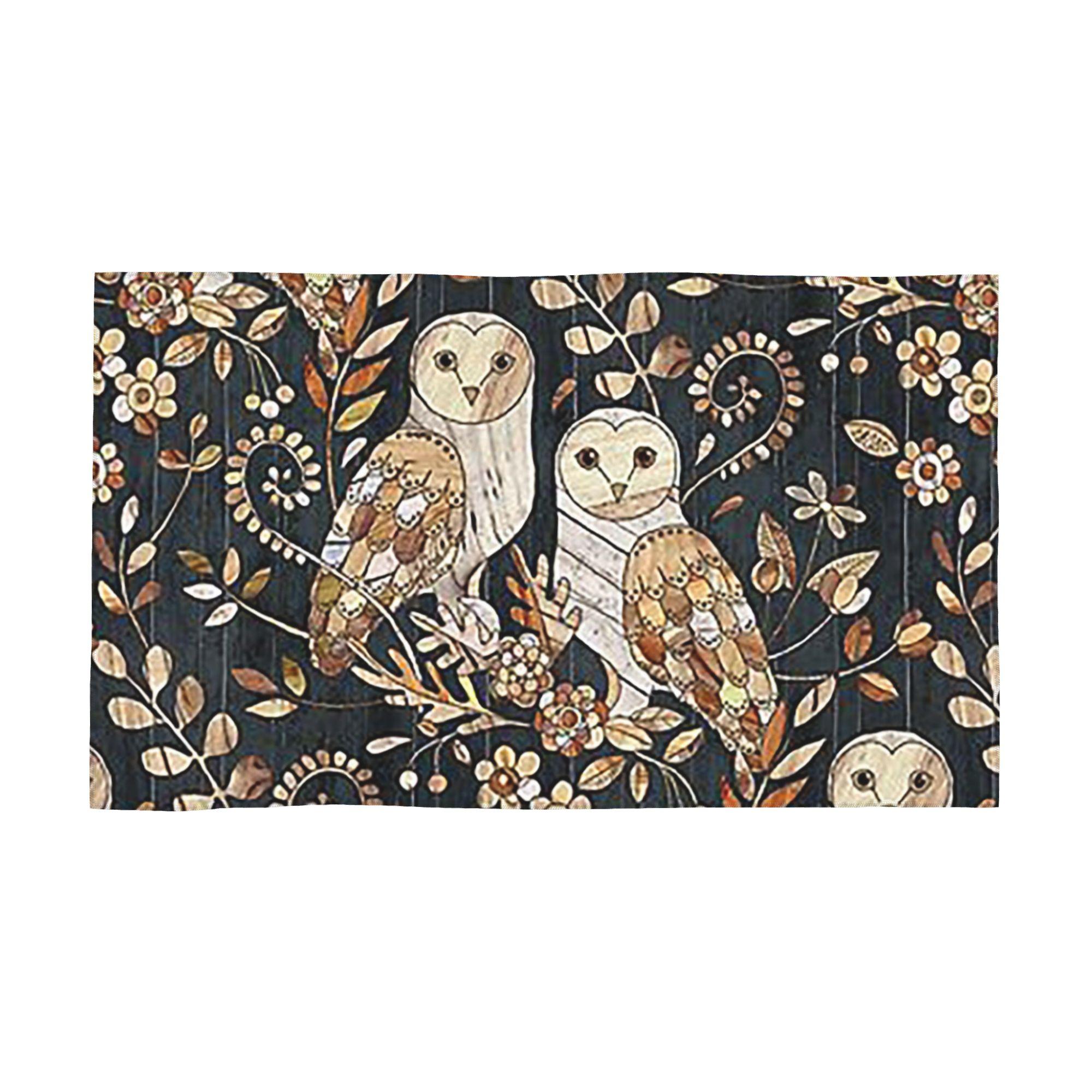 

Wooden Wonderland Barn Owl Collag Soft Face Towel Quick Dry Pool Bath Cotton Towels Absorbent Quick W40*H60(CM)