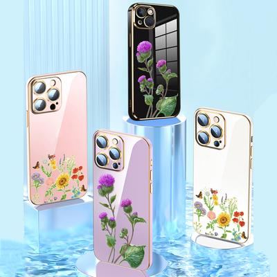 N75 Schmetterlinge Blumen Beschichteter Rand Weiche TPU Handyhüllen für Xiaomi 14 Poco M5s X5 F6 Redmi 13C 12C 8 Note 12 10 11 13 Pro Plus Stoßfeste Hülle