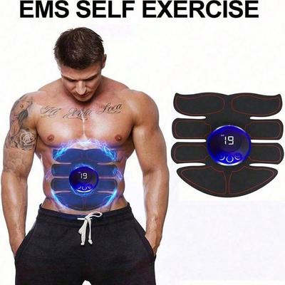EMS Διεγέρτης Κοιλιακών Μυών Fitness ABS Μπράτσα Επιθέματα Προπόνησης Μυϊκή Άσκηση Όργανο Φόρτιση USB Σπίτι Άνδρες