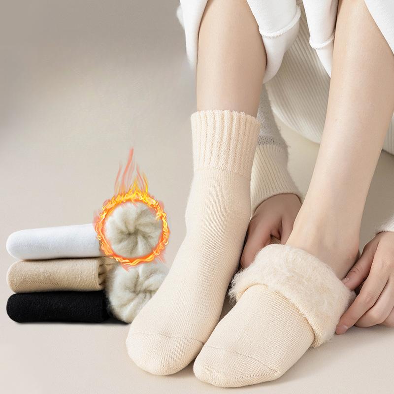 Thick Winter Mid-calf Fleece Socks for Women To Store Heat and Keep Warm During Sleep and Postpartum Care. Thick Winter Long Calf Socks for Women