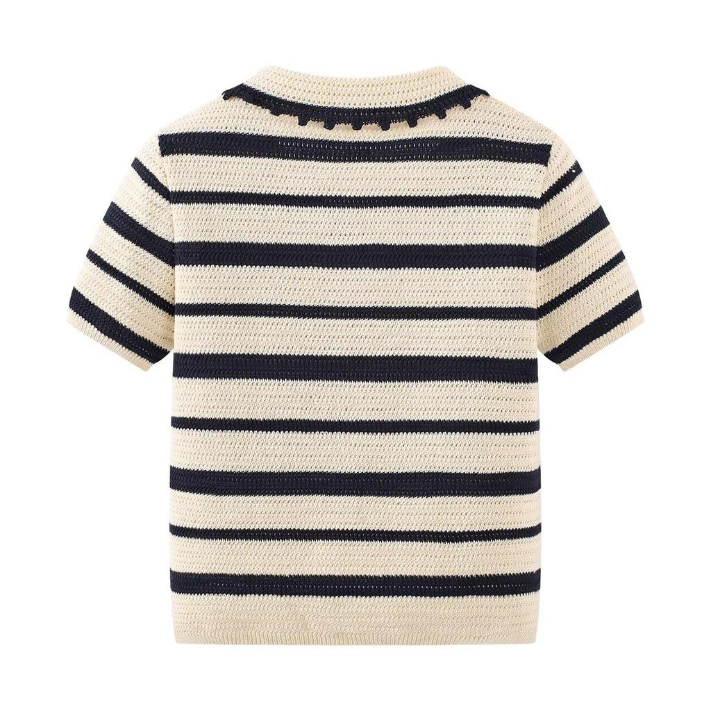 Spring 2026 European & American Style Color Block Stripe Knit Top