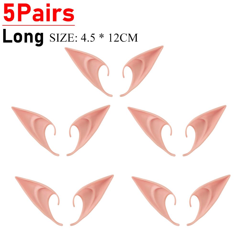 3-10Pair Cosplay Elf Ears Halloween Latex Fairy Angel Elf Masquerade Party Costumes Halloween Party Decor Supplies Photo Props