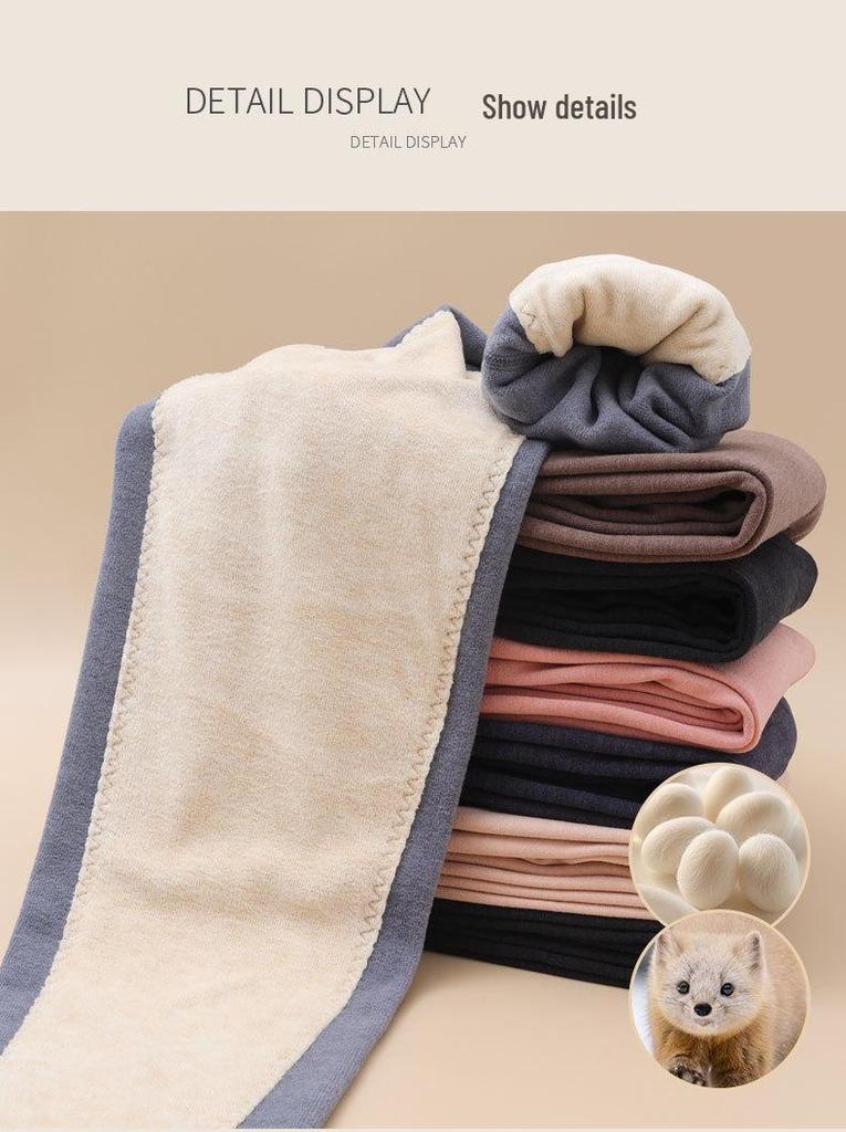 Men's and Women's High Waist Winter Velvet Lined Pants: Thickened Knee Pads, Warm Cotton Wool Base Layer, Autumn Thread, Silk Touch.