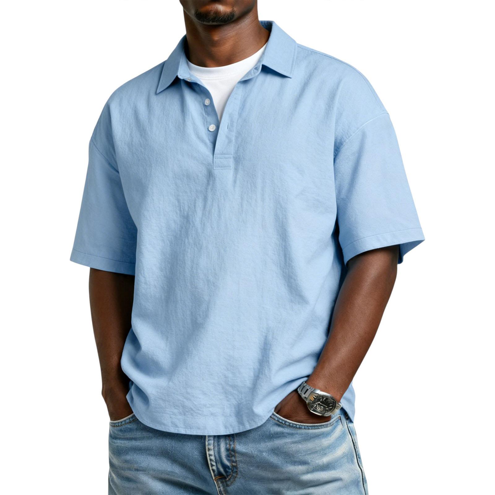 Men s Short Sleeve  Pullover Top S синий