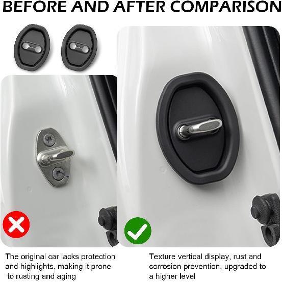 2 PCS Door Latch Protective Cover, Silicone Door Lock Shockproof Cover, Automotive Lock Silent Decorations, Universal for Most Cars, Trucks, SUVs