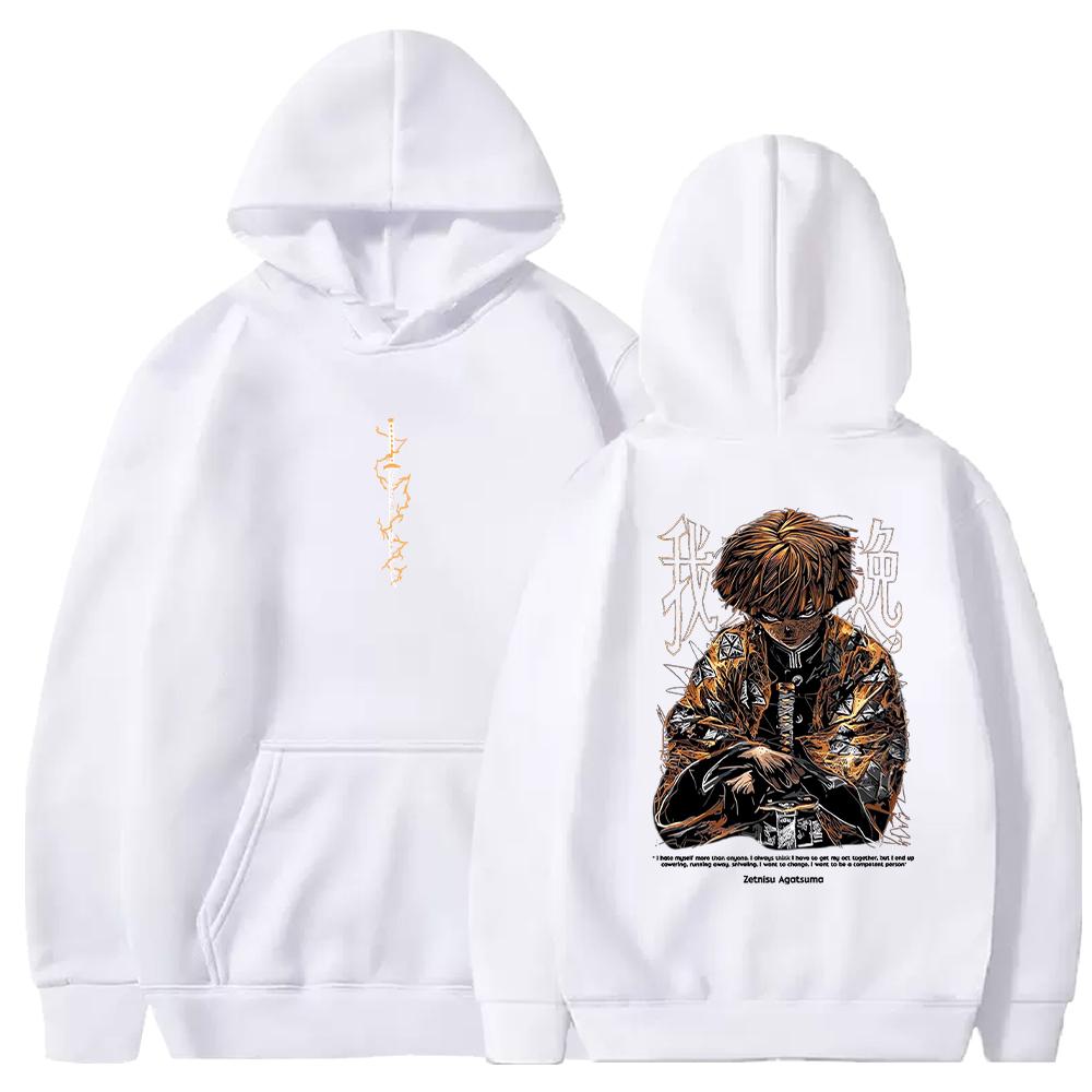 Manga Demon Slayer Zenitsu Graphic Hoodies for Men Women Clothing Fall Winter Fleece Loose Sweatshirts Casual Hooded Streetwear