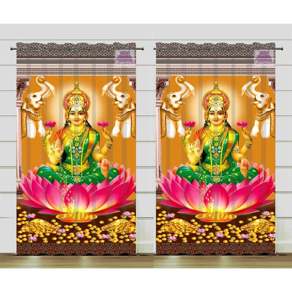 3D God OM Shiva Digitaal Bedrukte Gordijnen Voor Woonkamer Slaapkamer Hal Goud Luxe Cortinas Op Maat Gemaakt Gordijn India Tempel W50xH130(CM)x2PCS-Grommet Top