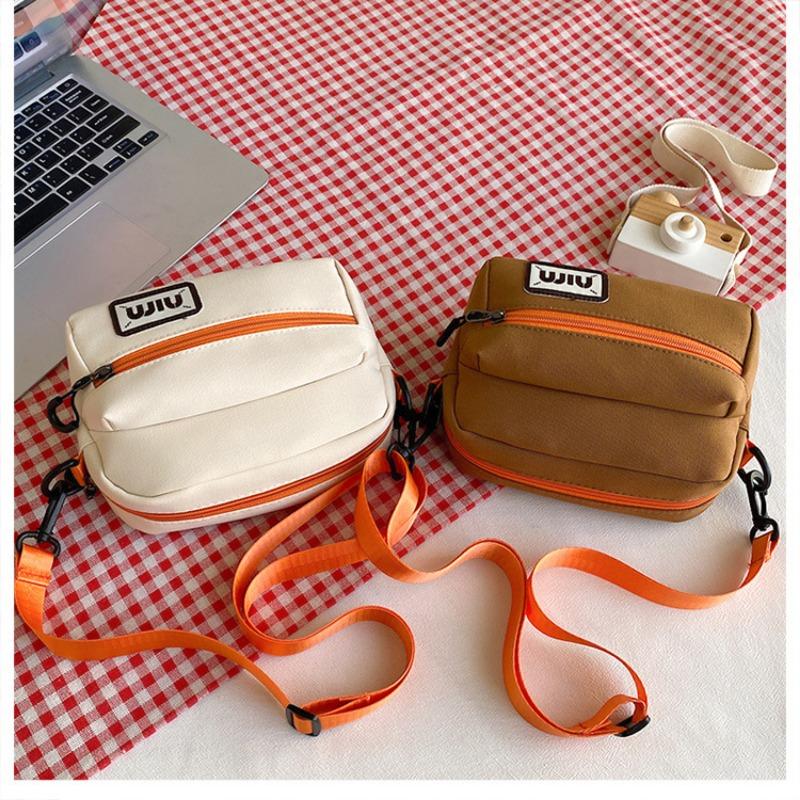 New Nylon Women's Bag Trendy Color Block Mini Square Purse Korean Style Crossbody Shoulder Bag