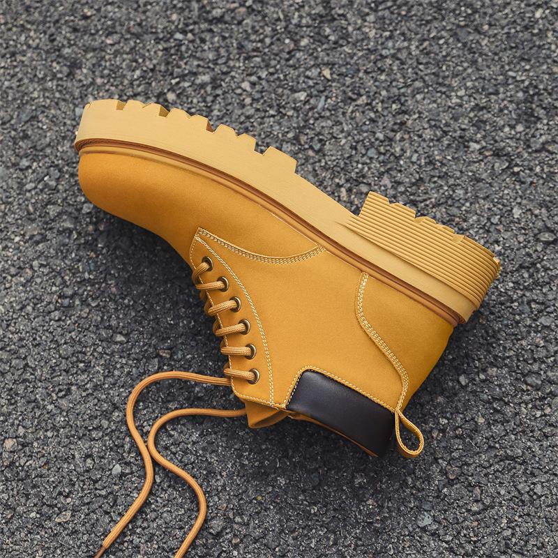 Martin Boots Men'S Autumn British Style Retro Rhubarb Boots Heightening Casual Thick-Soled High-Top Tooling Boots 66591-J