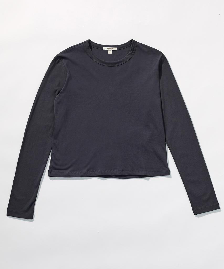 SHINE ON YOU Cotton Basic Long Sleeve T-Shirt_ Deep Charcoal