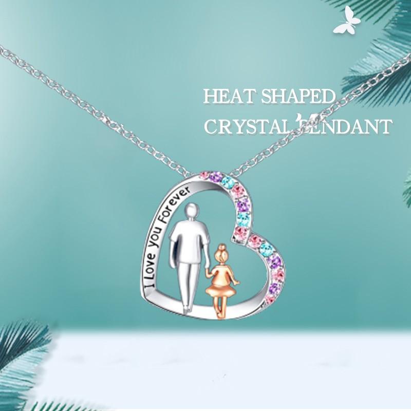 Älskar dig för alltid Färgstark Diamanthjärta Hänge Halsband Dam Smycken Cover