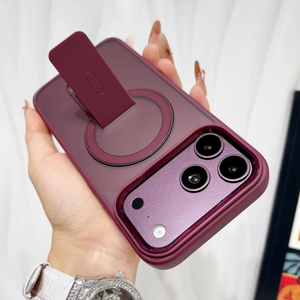 Foldable 2 In 1 Magnetic Stand Matte Phone Case For iPhone 18 17 16 15 14 13 Pro Max Shockproof Minimalist Color Clashes Cover